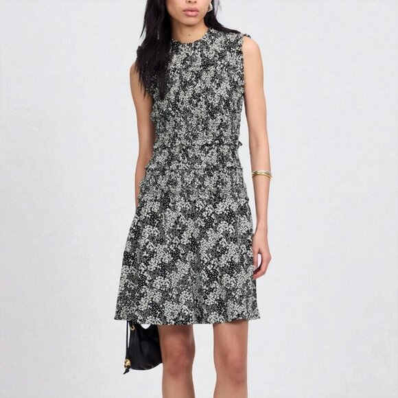 Madewell Smocked Crewneck Mini Dress in Floral Size 0 - Picture 1 of 11